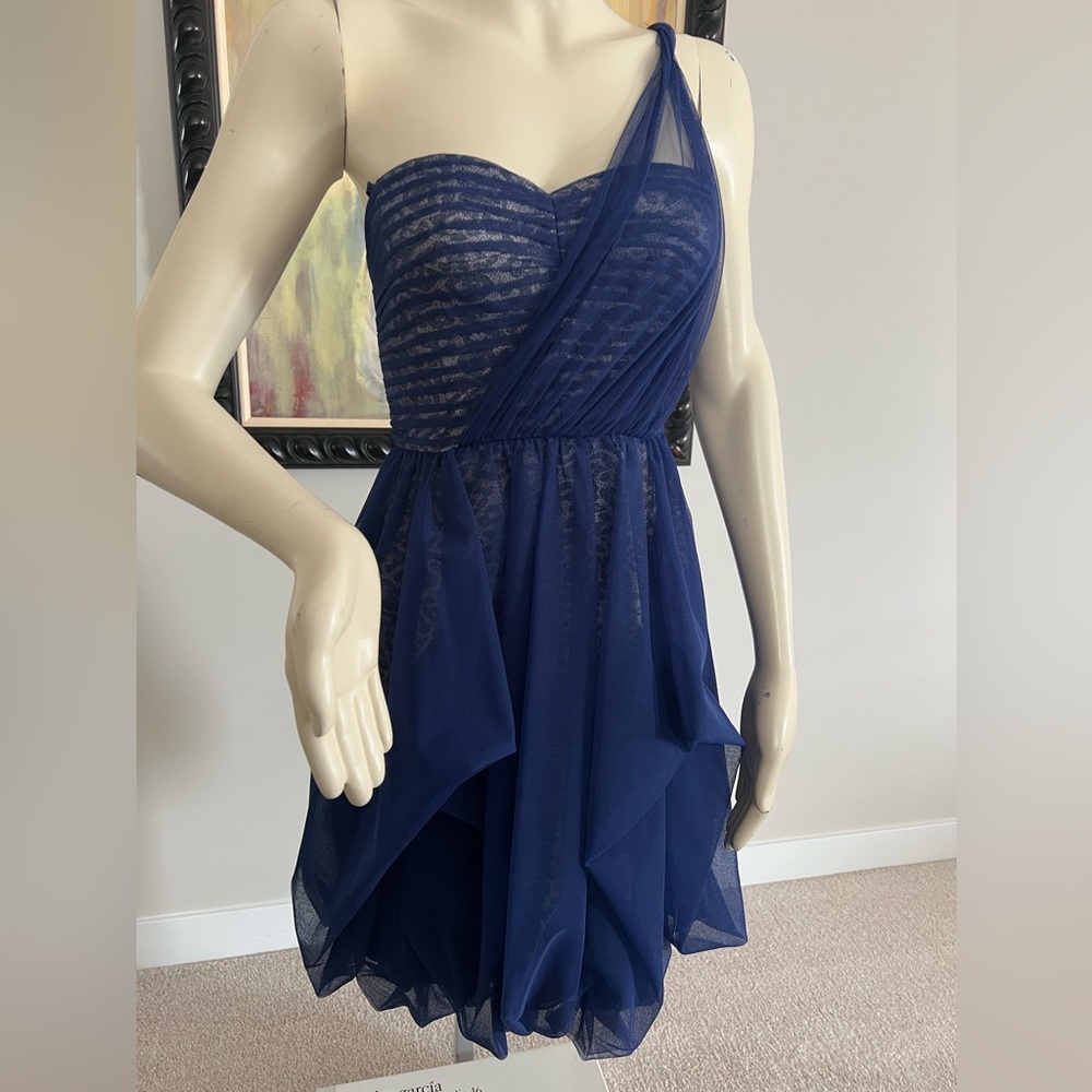 BCBGMAXAZRIA Dark Cobalt “Roe” One-Shoulder Dress | Size 2 | New Without Tags - Picture 7 of 15